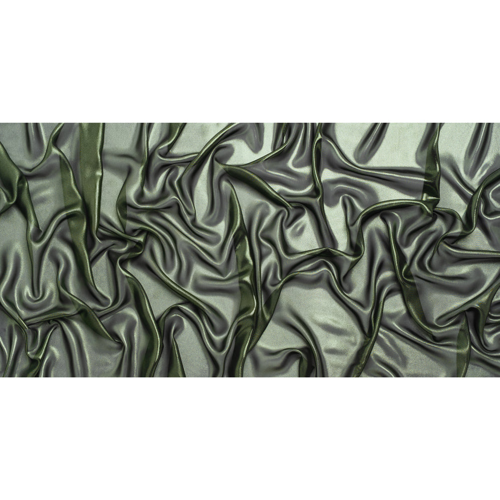 Liquid Sheen Metallic Polyester Chiffon - Green on Black - Liquid Sheen Chiffon Collection - Full - Image 5 of 6 Liquid Sheen Metallic Polyester Chiffon - Green on Black - Liquid Sheen Chiffon Collection - Full - Image 5 of 6