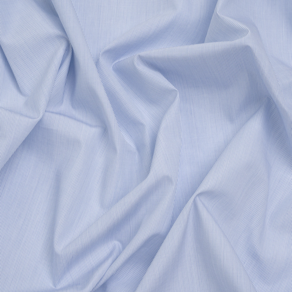 Cotton Shirting - Sky Blue and White Pinstripes - Deadstock Cotton Shirting - Sky Blue and White Pinstripes - Deadstock