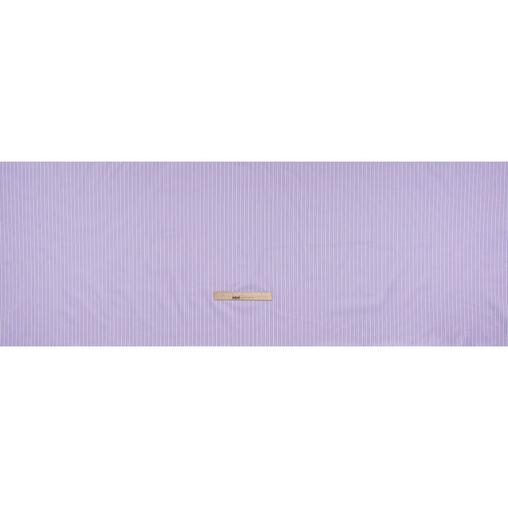Cotton Twill Shirting - Lavender, White and Light Blue Stripes - Deadstock - Full Cotton Twill Shirting - Lavender, White and Light Blue Stripes - Deadstock - Full