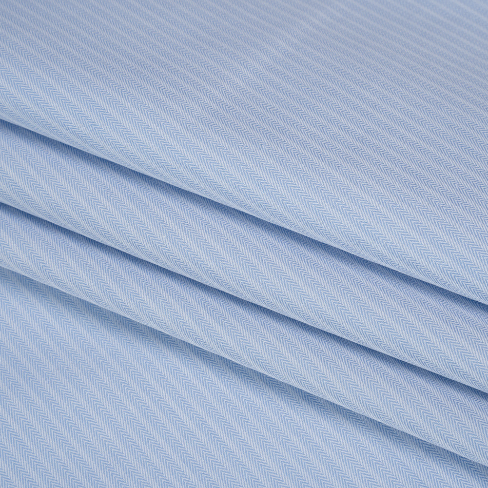 Cotton Herringbone Twill - Blue and White Stripes - Deadstock Folded Cotton Herringbone Twill - Blue and White Stripes - Deadstock Folded