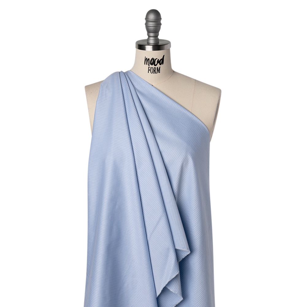 Cotton Herringbone Twill - Blue and White Stripes - Deadstock Drape Cotton Herringbone Twill - Blue and White Stripes - Deadstock Drape