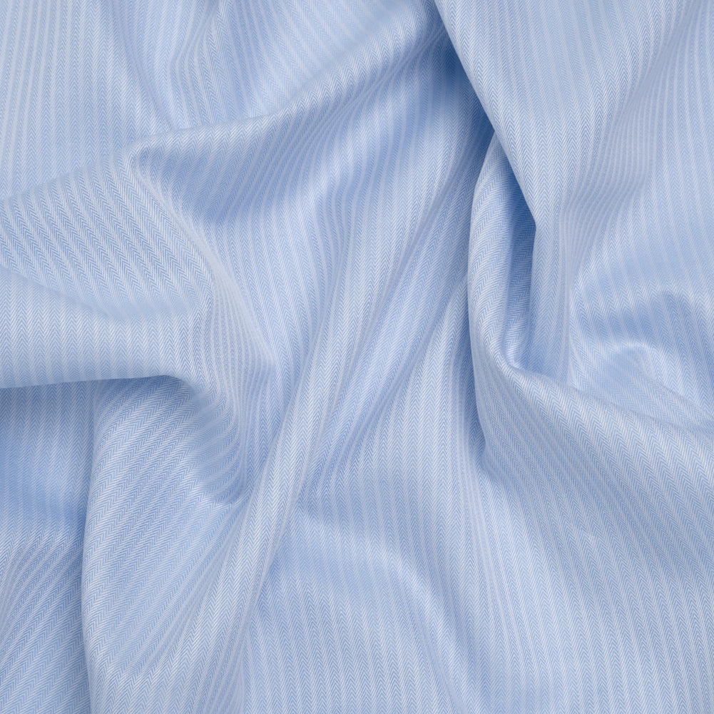 Cotton Herringbone Twill - Blue and White Stripes - Deadstock Cotton Herringbone Twill - Blue and White Stripes - Deadstock