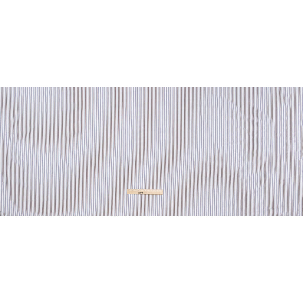 Cotton Shirting - Blue, Brown and White Ticking Stripes - Deadstock Cotton Shirting - Blue, Brown and White Ticking Stripes - Deadstock