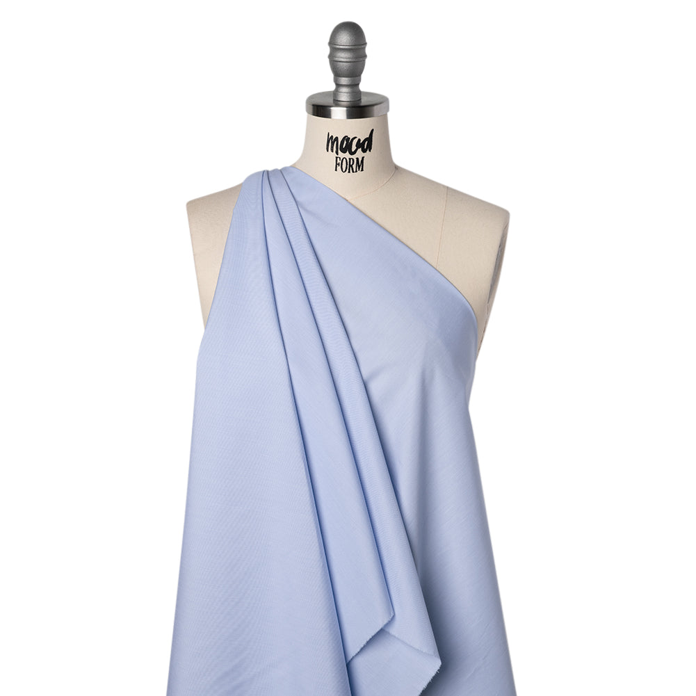 Cotton Shirting - Sky Blue and White Fine Stripes - Designer Deadstock Drape Cotton Shirting - Sky Blue and White Fine Stripes - Designer Deadstock Drape