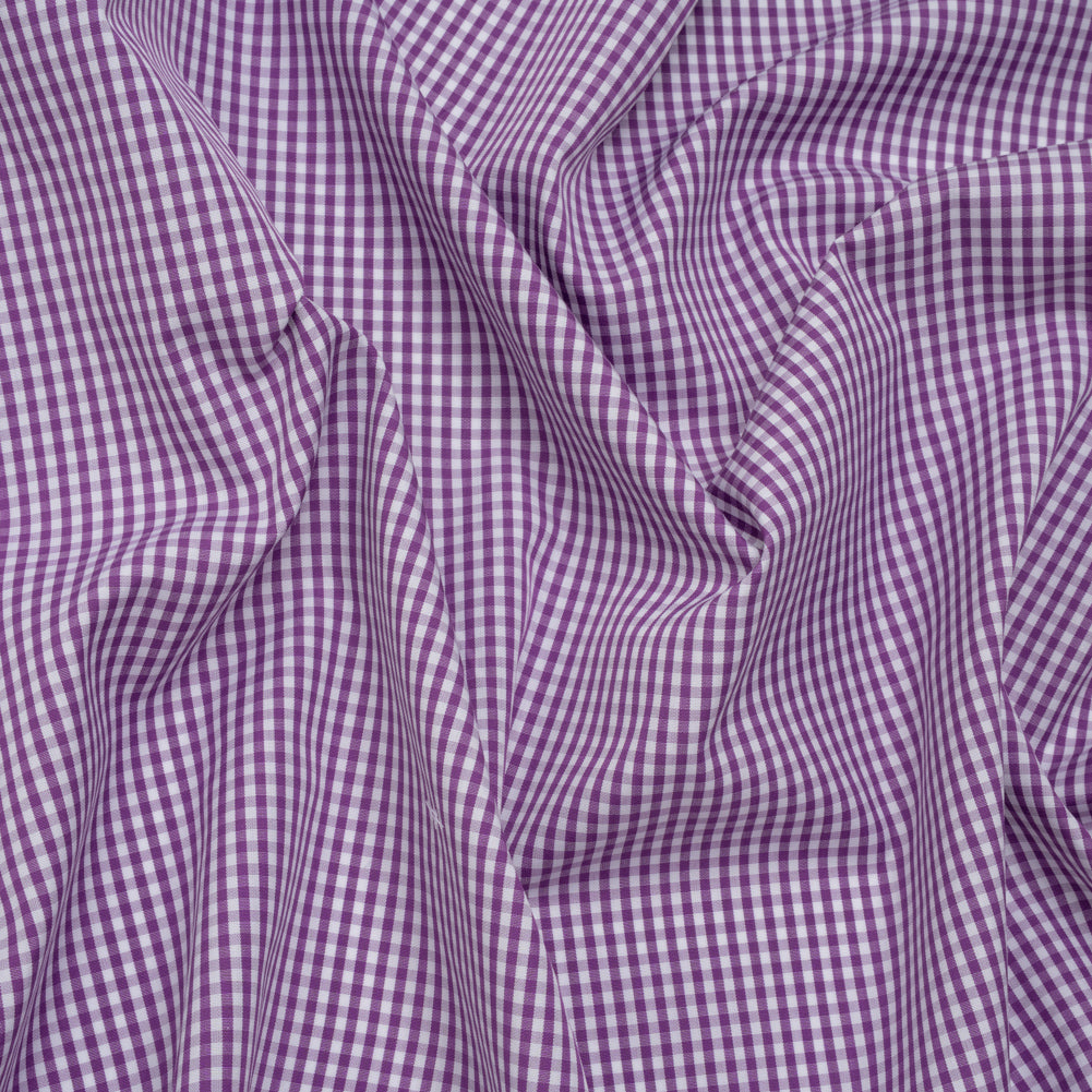 Cotton Gingham Shirting - Purple and White Checks - Designer Deadstock Cotton Gingham Shirting - Purple and White Checks - Designer Deadstock