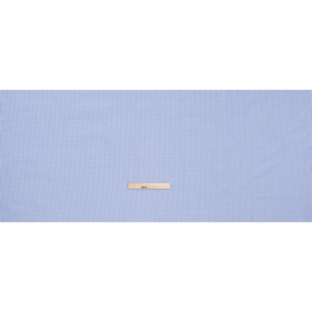 Cotton Gingham Shirting - Sky Blue and White Checks - Designer Deadstock Cotton Gingham Shirting - Sky Blue and White Checks - Designer Deadstock
