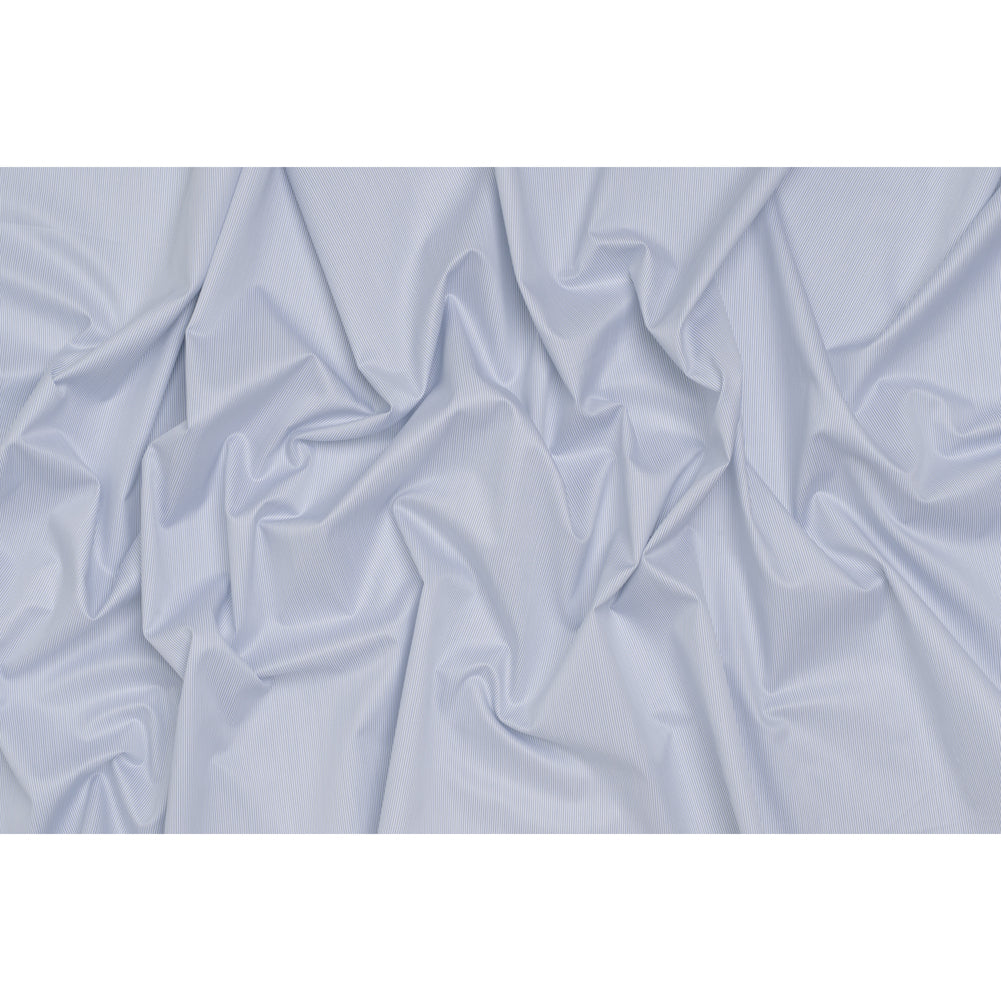 Cotton Twill Shirting - Blue, Gray and White Stripes - Deadstock Cotton Twill Shirting - Blue, Gray and White Stripes - Deadstock