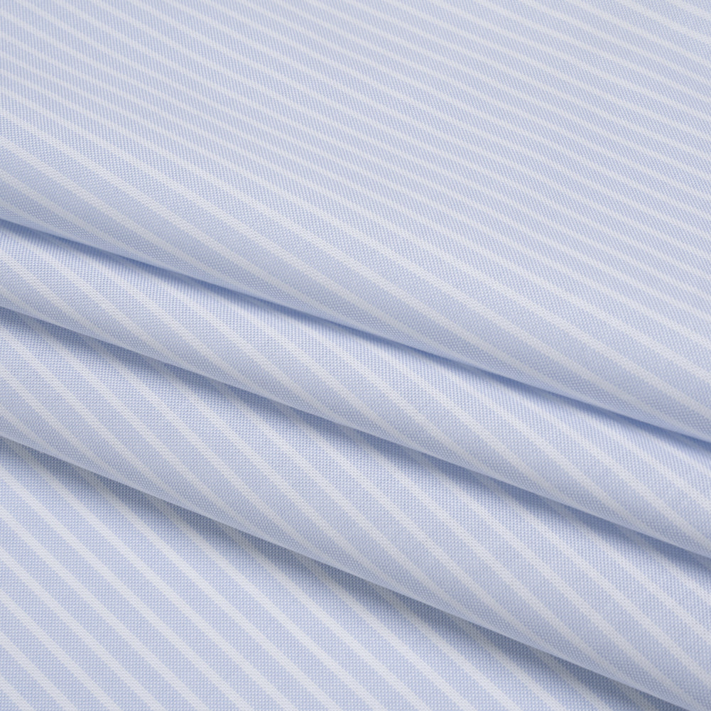 Cotton Oxford Shirting - Baby Blue and White Stripes - Deadstock - Folded Cotton Oxford Shirting - Baby Blue and White Stripes - Deadstock - Folded