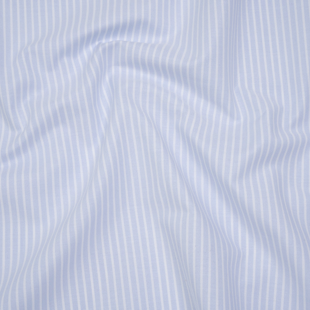 Cotton Oxford Shirting - Baby Blue and White Stripes - Deadstock Cotton Oxford Shirting - Baby Blue and White Stripes - Deadstock
