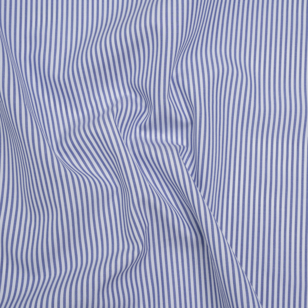 Cotton Poplin Shirting - Blue and White Candy Stripes - Designer Deadstock Cotton Poplin Shirting - Blue and White Candy Stripes - Designer Deadstock
