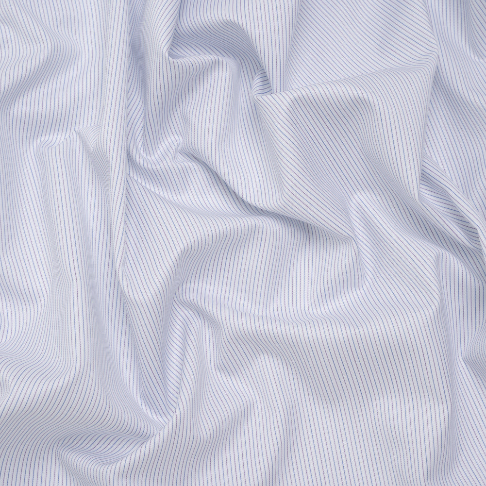Cotton Dobby Shirting - Blue, Purple and White Pinstripes - Deadstock Cotton Dobby Shirting - Blue, Purple and White Pinstripes - Deadstock