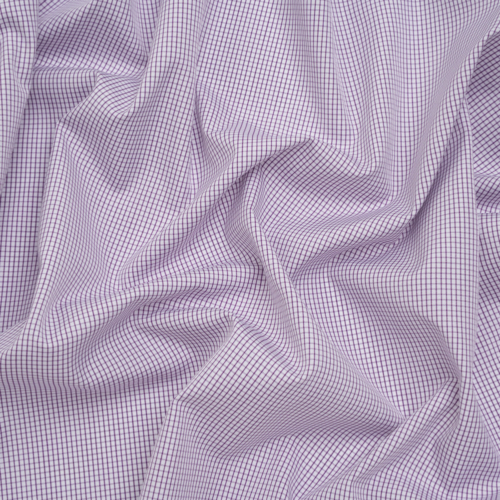 Cotton Shirting - Fuchsia Purple and White Checks - Deadstock Cotton Shirting - Fuchsia Purple and White Checks - Deadstock