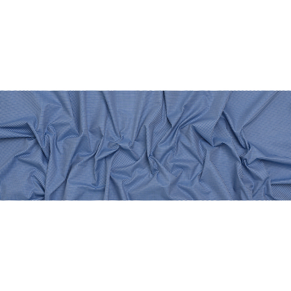 Cotton Twill Shirting - Cobalt Blue and White Checks - Deadstock Cotton Twill Shirting - Cobalt Blue and White Checks - Deadstock