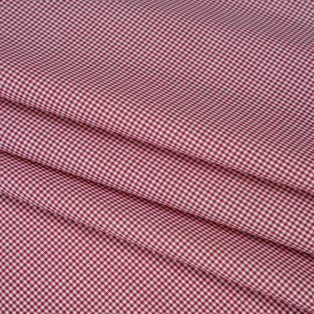 Cotton Twill Shirting - Red and White Tiny Checks - Deadstock Cotton Twill Shirting - Red and White Tiny Checks - Deadstock