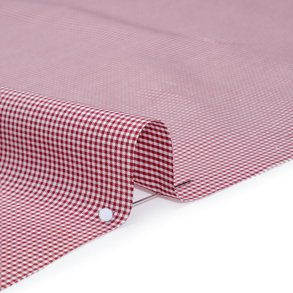 Cotton Twill Shirting - Red and White Tiny Checks - Deadstock Cotton Twill Shirting - Red and White Tiny Checks - Deadstock