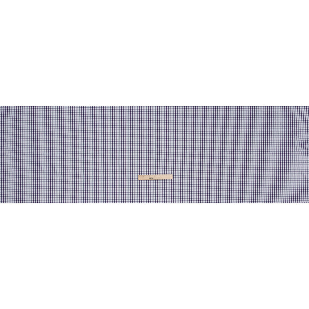 Cotton Twill Shirting - Navy Blue, Purple and White Tattersall Check - Designer Deadstock - Full Cotton Twill Shirting - Navy Blue, Purple and White Tattersall Check - Designer Deadstock - Full