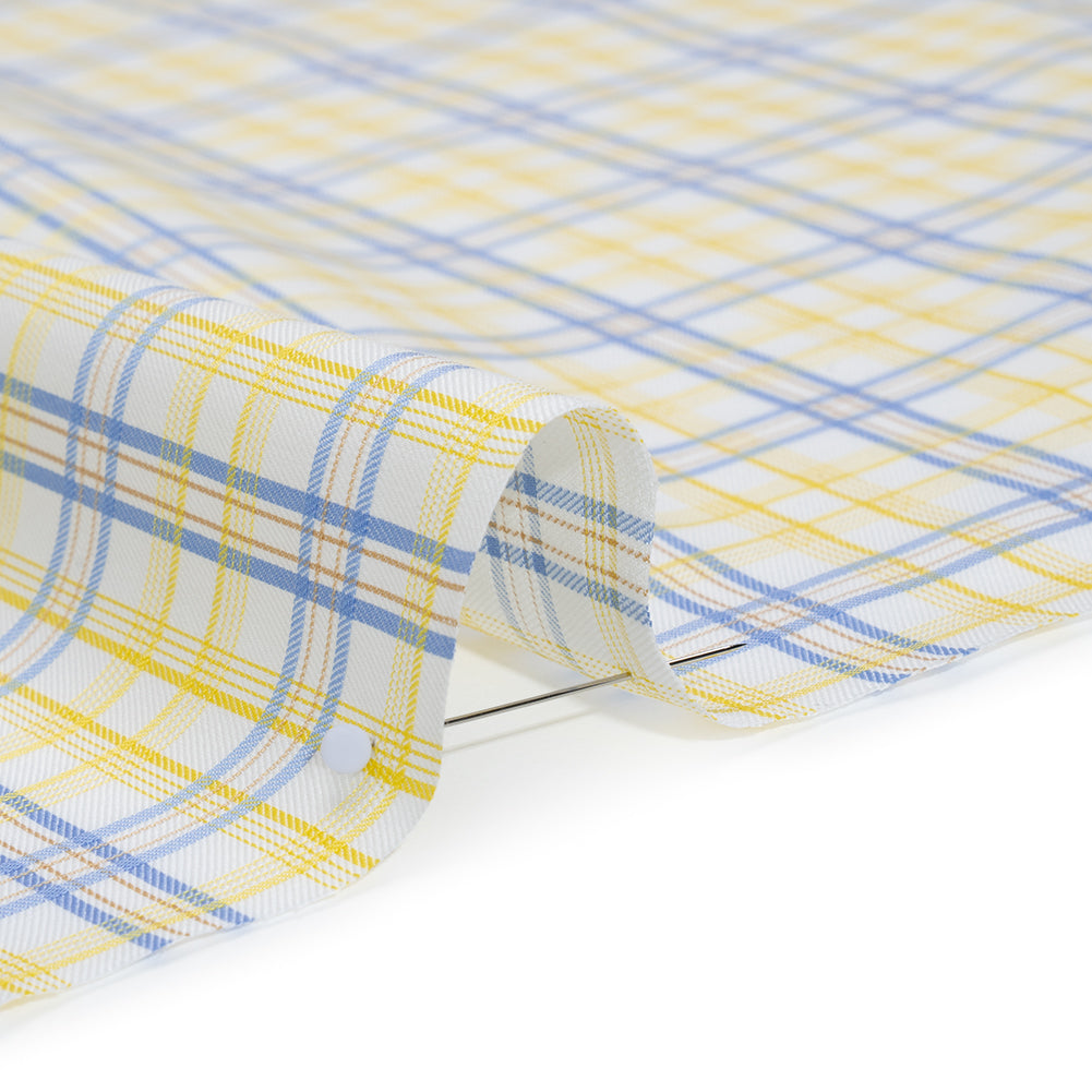 Cotton Twill Shirting - Sky Blue, Sunshine Yellow and White Plaid - Deadstock - Detail Cotton Twill Shirting - Sky Blue, Sunshine Yellow and White Plaid - Deadstock - Detail