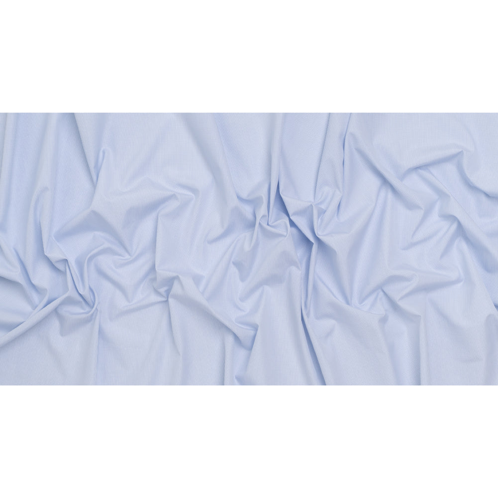 Cotton Shirting - Light Blue and White Micro Checks - Designer Deadstock Cotton Shirting - Light Blue and White Micro Checks - Designer Deadstock