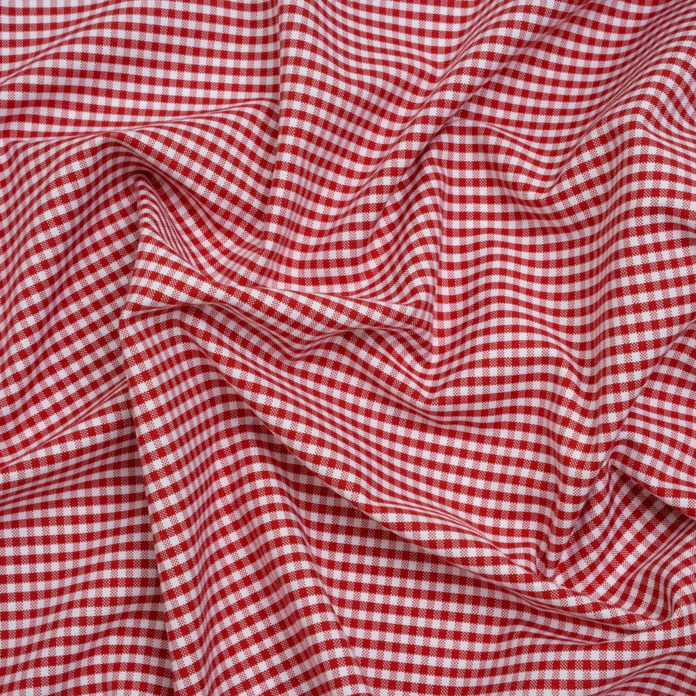 Cotton Oxford Shirting - Red and White Gingham Check - Deadstock Cotton Oxford Shirting - Red and White Gingham Check - Deadstock