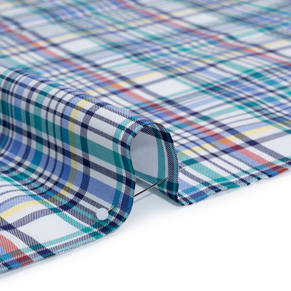 Cotton Twill Shirting - Blue, Green and Navy Colorful Plaid - Deadstock - Detail Cotton Twill Shirting - Blue, Green and Navy Colorful Plaid - Deadstock - Detail