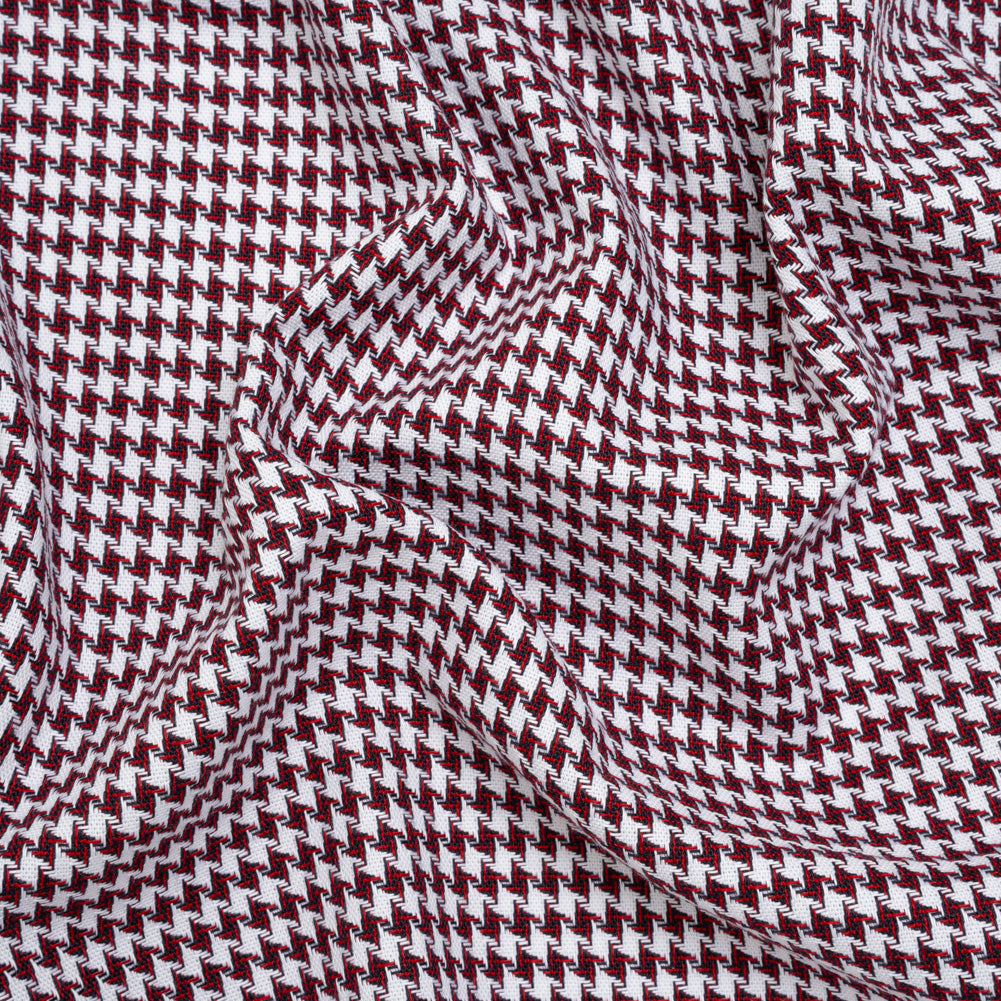 Cotton Twill - Red, Navy and White Houndstooth - Deadstock Cotton Twill - Red, Navy and White Houndstooth - Deadstock