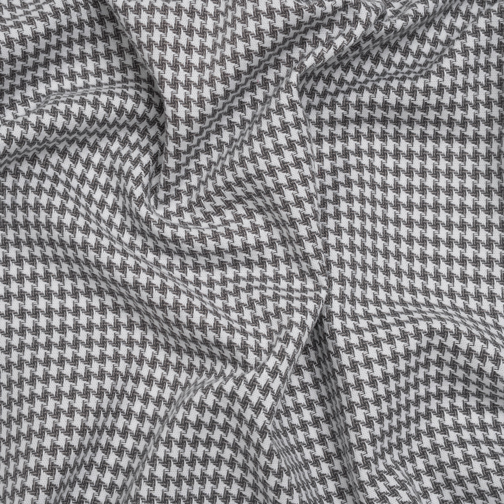 Cotton Twill - Charcoal, Light Gray and White Houndstooth - Deadstock Cotton Twill - Charcoal, Light Gray and White Houndstooth - Deadstock