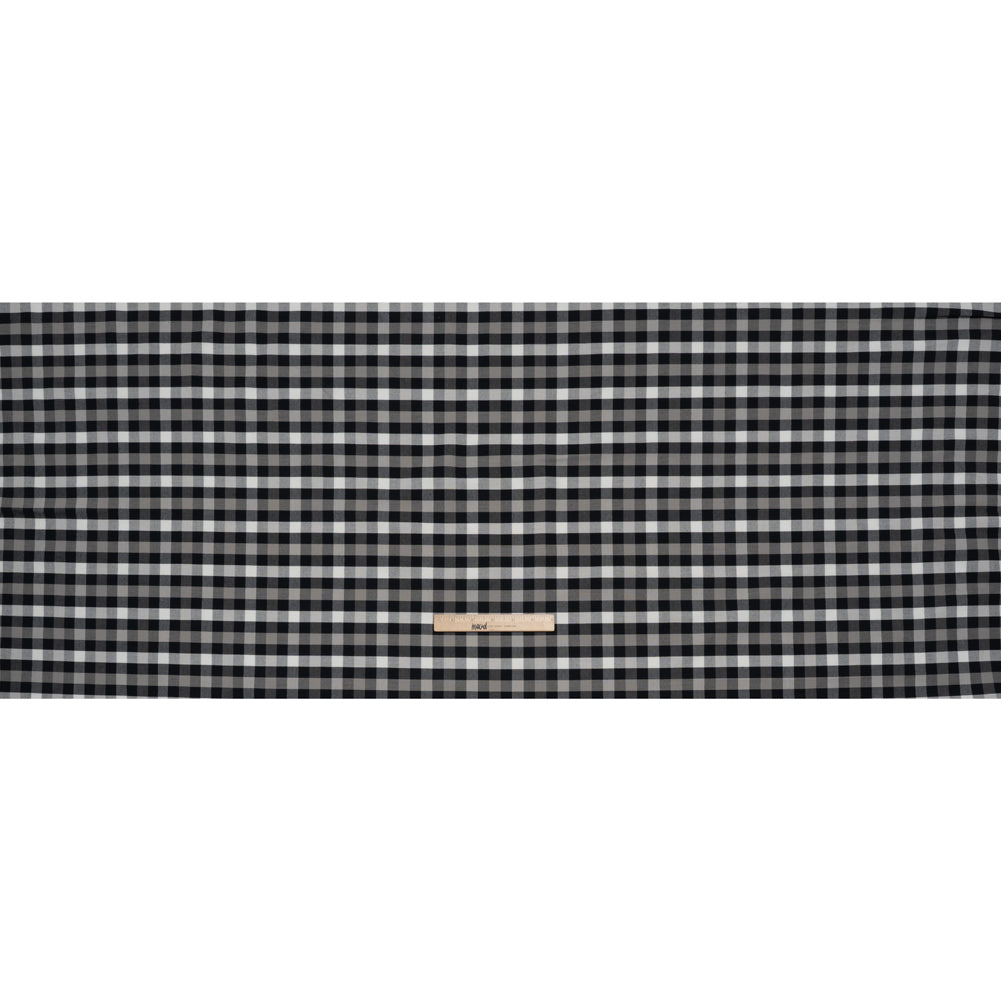 Cotton Oxford Shirting - Midnight Blue, Light Gray and White Checks - Designer Deadstock - Full Cotton Oxford Shirting - Midnight Blue, Light Gray and White Checks - Designer Deadstock - Full