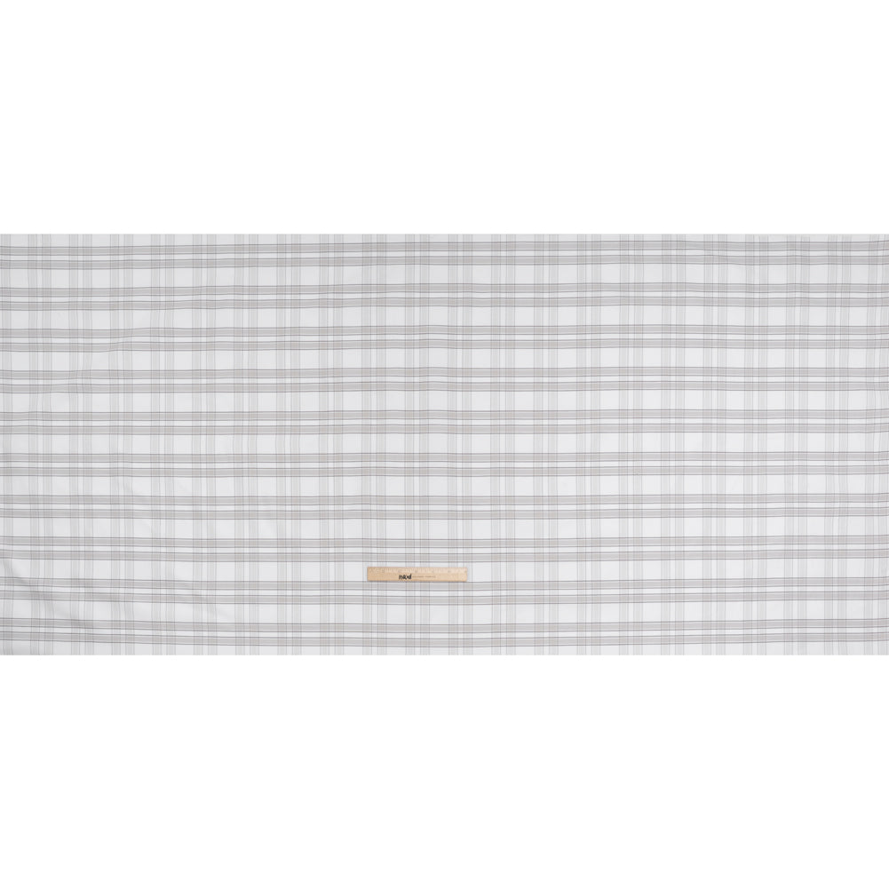 Cotton Oxford Shirting - Gray and White Plaid Check - Deadstock Cotton Oxford Shirting - Gray and White Plaid Check - Deadstock