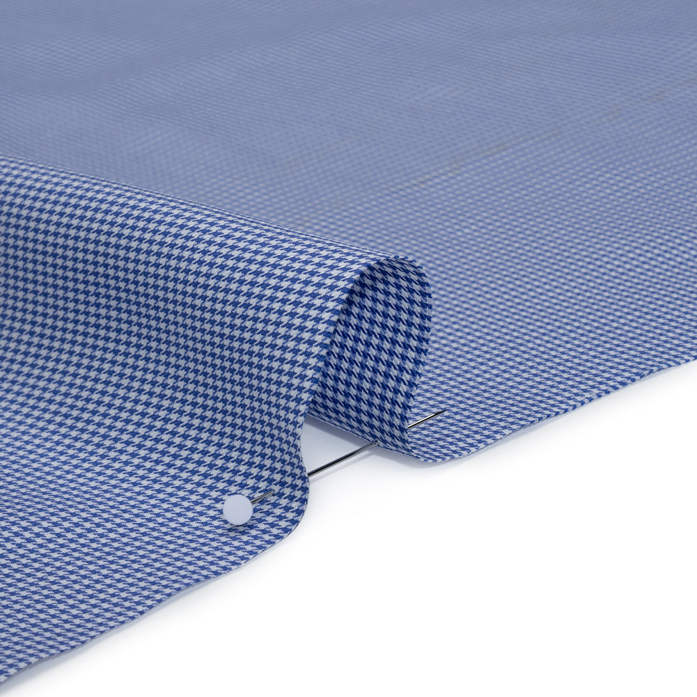 Cotton Twill Shirting - Blue and White Little Houndstooth - Deadstock - Detail Cotton Twill Shirting - Blue and White Little Houndstooth - Deadstock - Detail