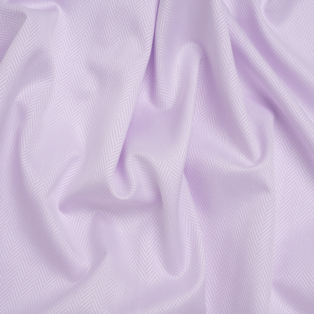 Cotton Jacquard Shirting - Light Purple and White Herringbone - Deadstock Cotton Jacquard Shirting - Light Purple and White Herringbone - Deadstock