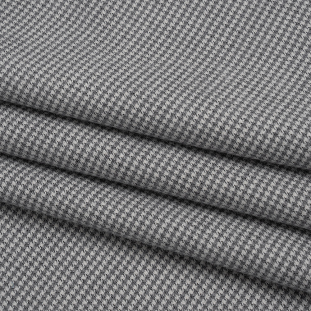 Brushed Cotton Twill - Gray and White Little Houndstooth - Deadstock - Folded Brushed Cotton Twill - Gray and White Little Houndstooth - Deadstock - Folded