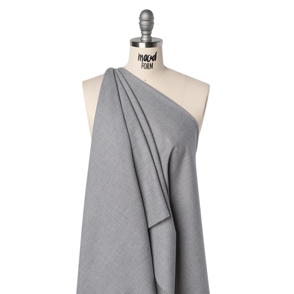 Brushed Cotton Twill - Gray and White Little Houndstooth - Deadstock - Drape Brushed Cotton Twill - Gray and White Little Houndstooth - Deadstock - Drape