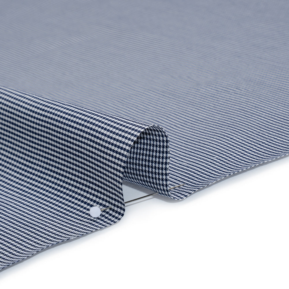 Cotton Shirting - Midnight Blue and White Tiny Checks - Deadstock Cotton Shirting - Midnight Blue and White Tiny Checks - Deadstock