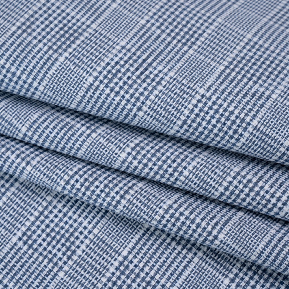 Cotton Oxford Shirting - Blue and White Glen Plaid - Deadstock Folded Cotton Oxford Shirting - Blue and White Glen Plaid - Deadstock Folded