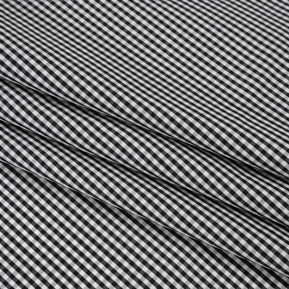 Cotton Gingham Shirting - Black and White Little Checks - Deadstock Folded Cotton Gingham Shirting - Black and White Little Checks - Deadstock Folded