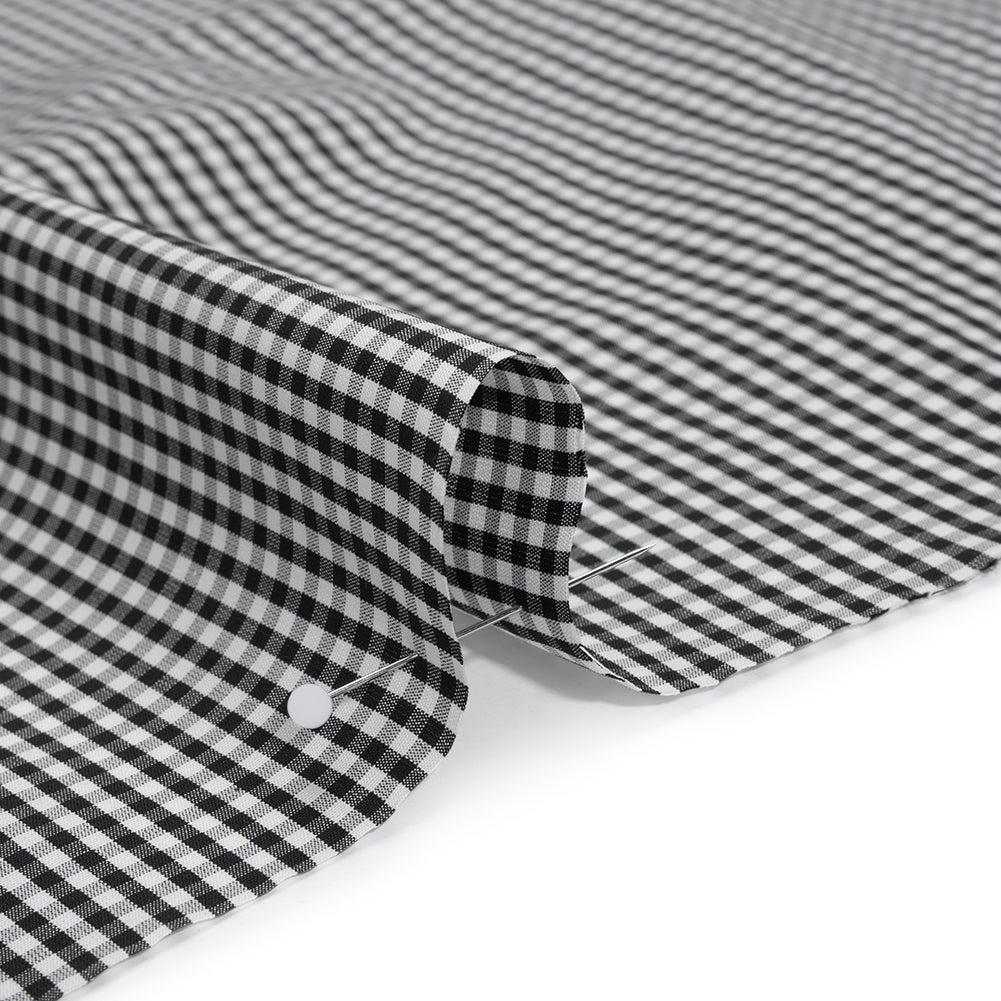 Cotton Gingham Shirting - Black and White Little Checks - Deadstock Detail Cotton Gingham Shirting - Black and White Little Checks - Deadstock Detail
