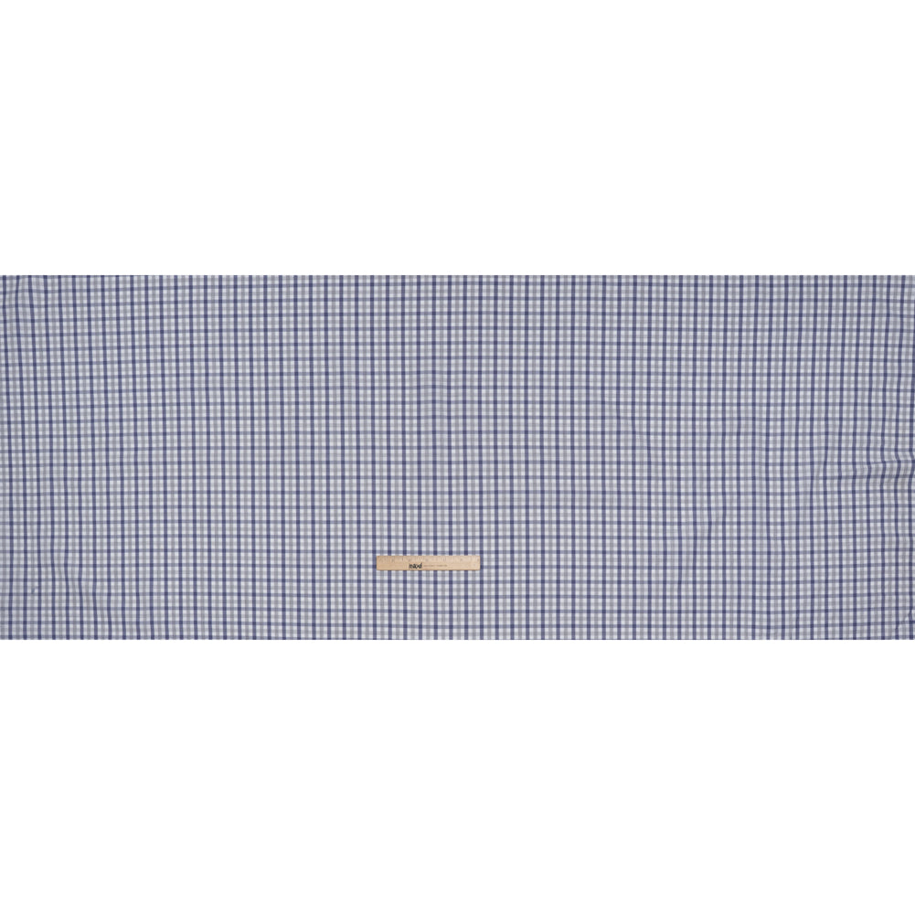 Cotton Herringbone Twill Shirting - Blue, Gray and White Tattersall Check - Deadstock Full Cotton Herringbone Twill Shirting - Blue, Gray and White Tattersall Check - Deadstock Full