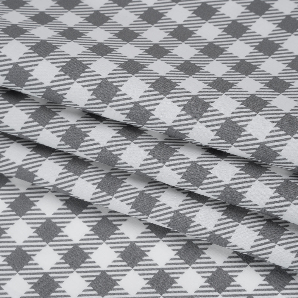 Cotton Shirting - White and Gray Faux Twill Check - Deadstock Cotton Shirting - White and Gray Faux Twill Check - Deadstock