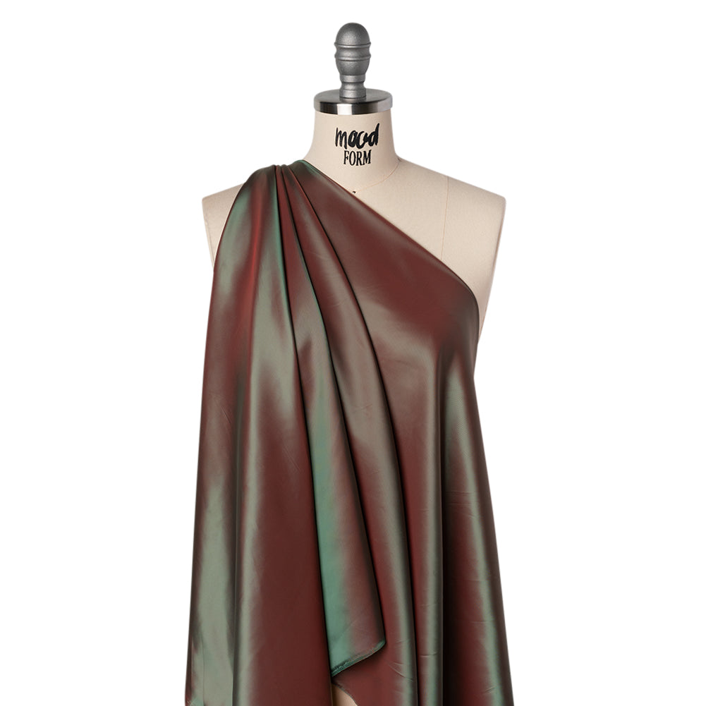 Polyester Twill Lining - Red and Green Iridescent - Deadstock Polyester Twill Lining - Red and Green Iridescent - Deadstock