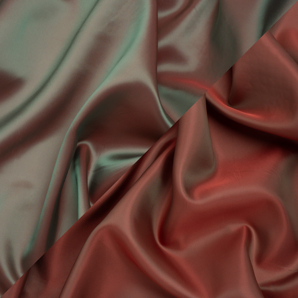 Polyester Twill Lining - Red and Green Iridescent - Deadstock Polyester Twill Lining - Red and Green Iridescent - Deadstock