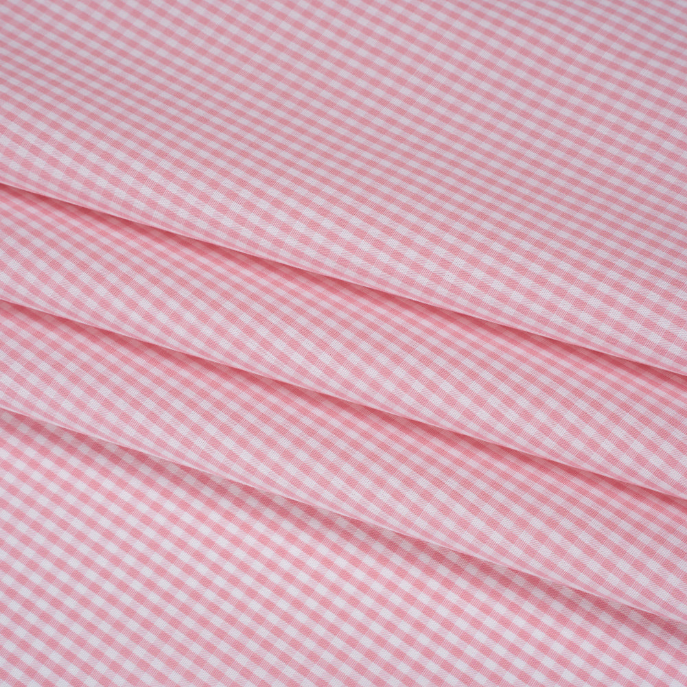 Cotton Gingham Shirting - Light Pink and White Tiny Checks - Deadstock Cotton Gingham Shirting - Light Pink and White Tiny Checks - Deadstock