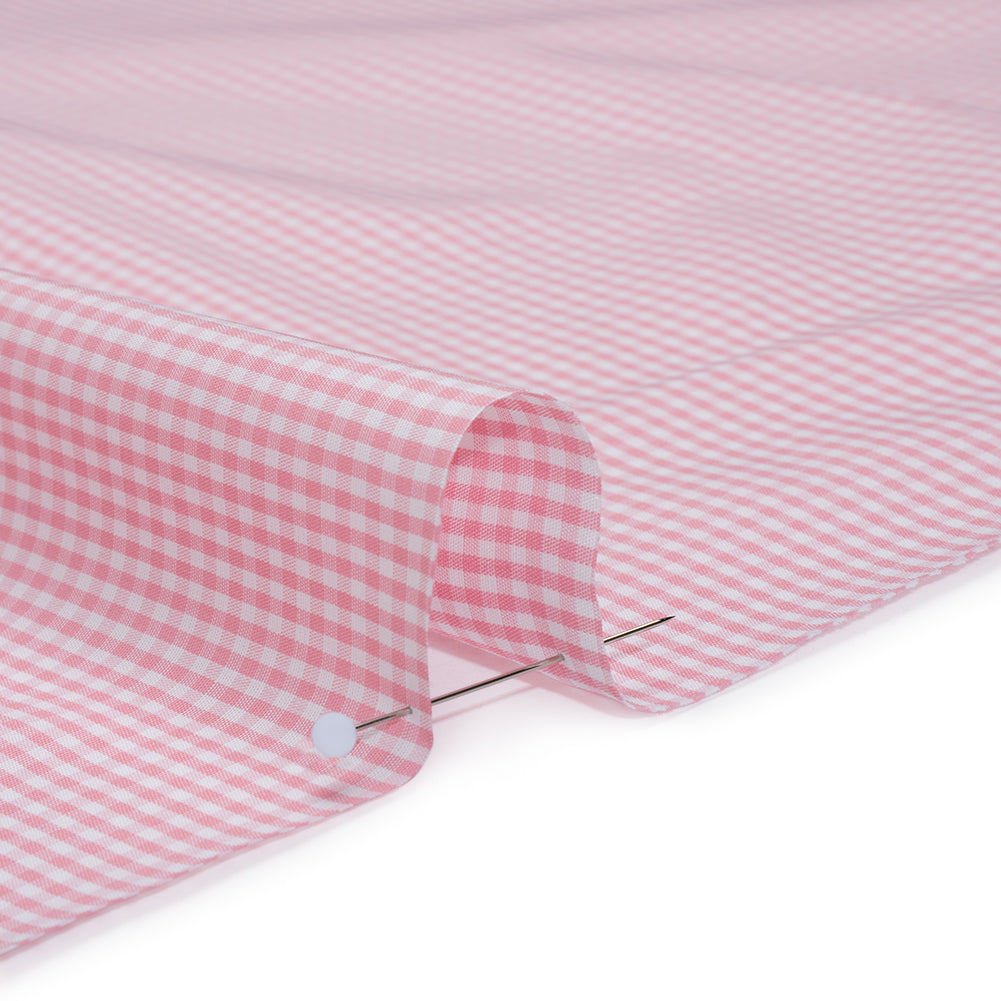 Cotton Gingham Shirting - Light Pink and White Tiny Checks - Deadstock Cotton Gingham Shirting - Light Pink and White Tiny Checks - Deadstock