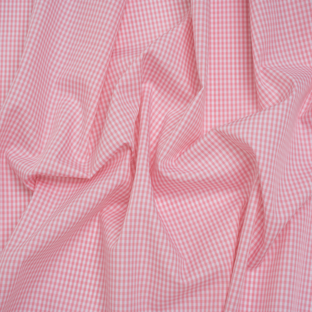 Cotton Gingham Shirting - Light Pink and White Tiny Checks - Deadstock Cotton Gingham Shirting - Light Pink and White Tiny Checks - Deadstock