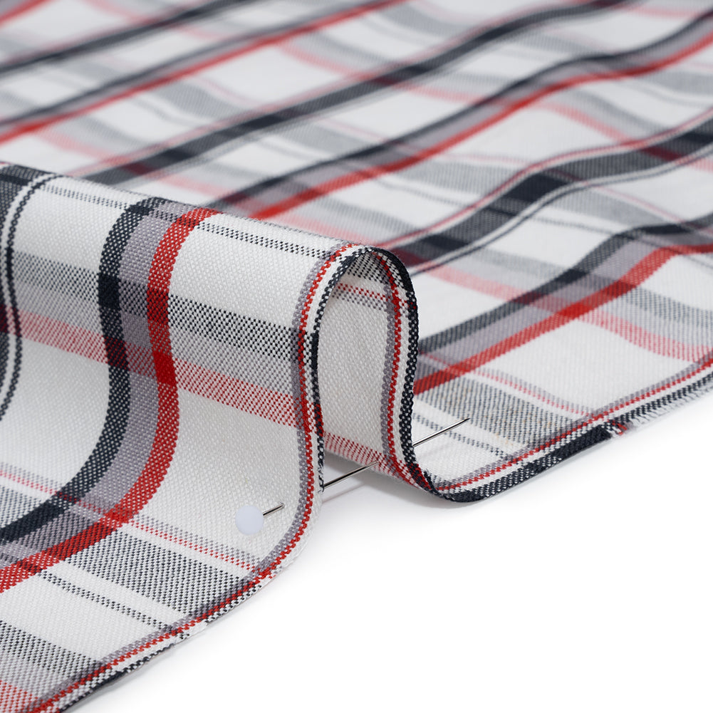 Cotton Woven - Midnight Blue, Red and White Plaid - Deadstock Cotton Woven - Midnight Blue, Red and White Plaid - Deadstock