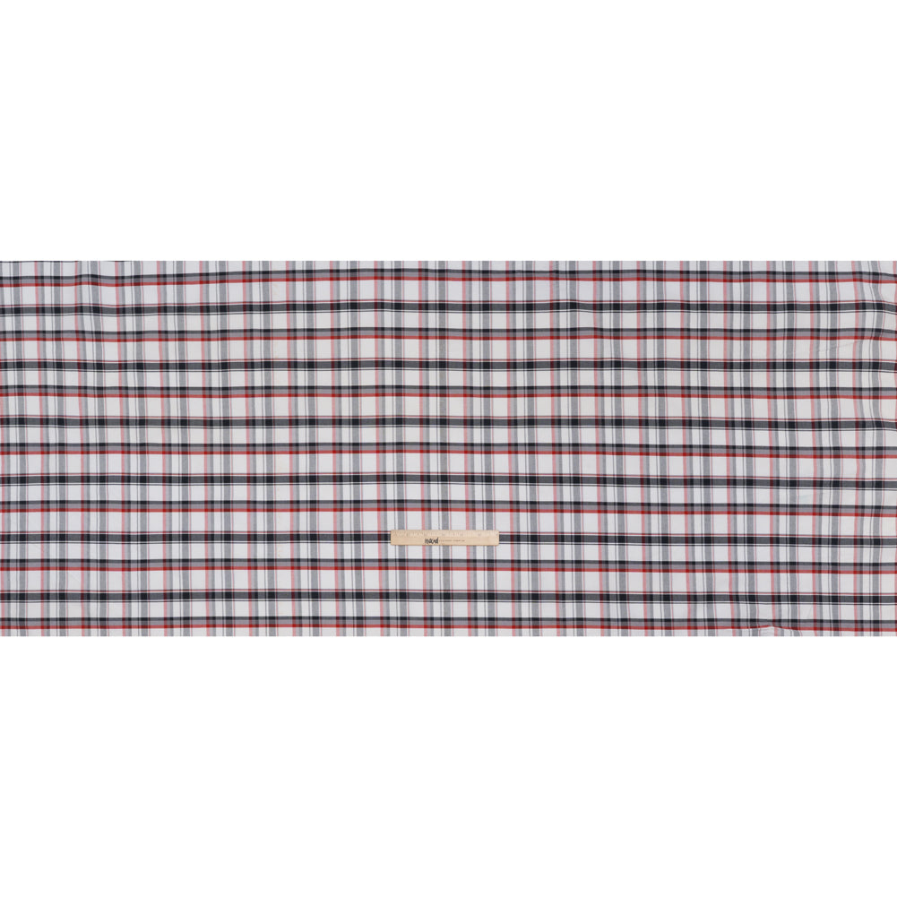 Cotton Woven - Midnight Blue, Red and White Plaid - Deadstock Cotton Woven - Midnight Blue, Red and White Plaid - Deadstock