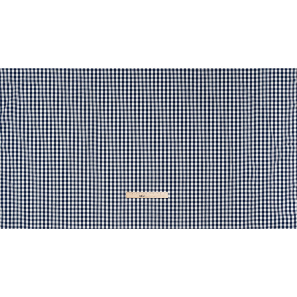 Cotton Gingham Shirting - Dark Teal Blue and White Checks - Deadstock - Full Cotton Gingham Shirting - Dark Teal Blue and White Checks - Deadstock - Full