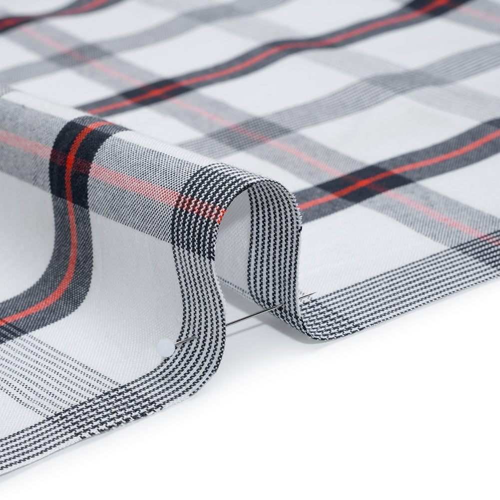 Cotton Oxford Shirting - Midnight Blue, Red and White Plaid - Deadstock - Detail Cotton Oxford Shirting - Midnight Blue, Red and White Plaid - Deadstock - Detail