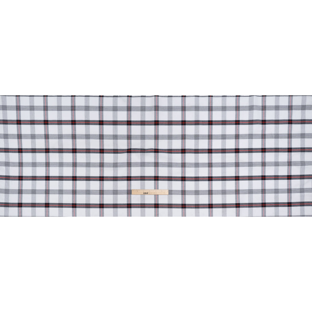 Cotton Oxford Shirting - Midnight Blue, Red and White Plaid - Deadstock - Full Cotton Oxford Shirting - Midnight Blue, Red and White Plaid - Deadstock - Full