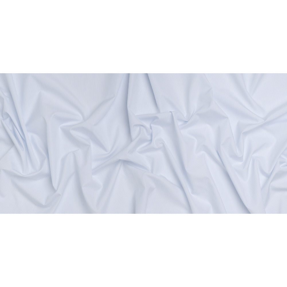 Cotton Shirting - Sky Blue and White Pinstripes - Designer Deadstock Cotton Shirting - Sky Blue and White Pinstripes - Designer Deadstock