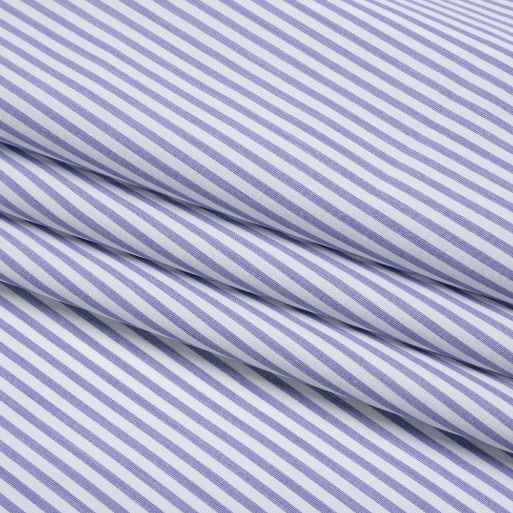 Cotton Shirting - Light Blue and White Candy Stripes - Deadstock Folded Cotton Shirting - Light Blue and White Candy Stripes - Deadstock Folded
